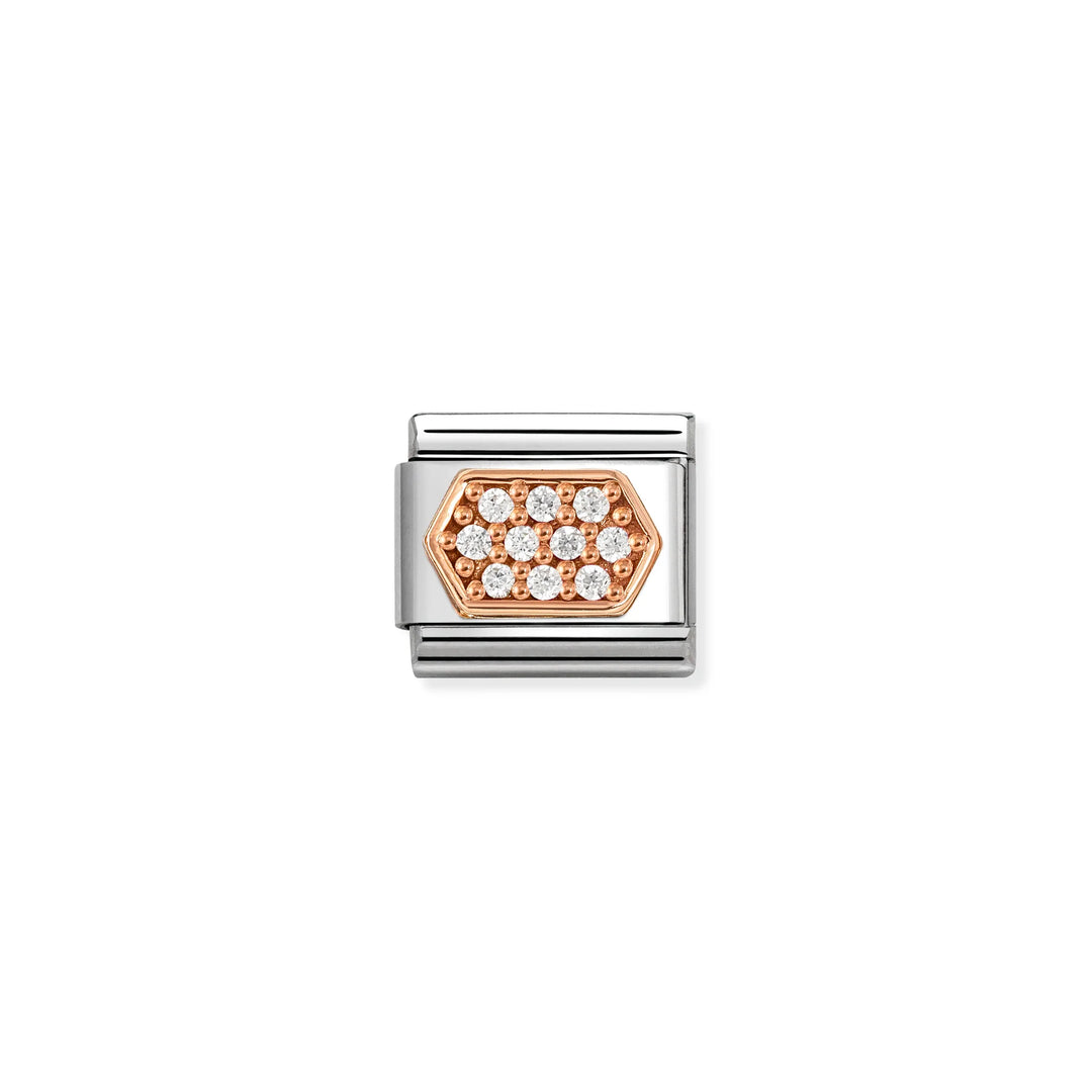 Nomination Classic Link 430312/03 White CZ Hexagon in 9k Rose Gold