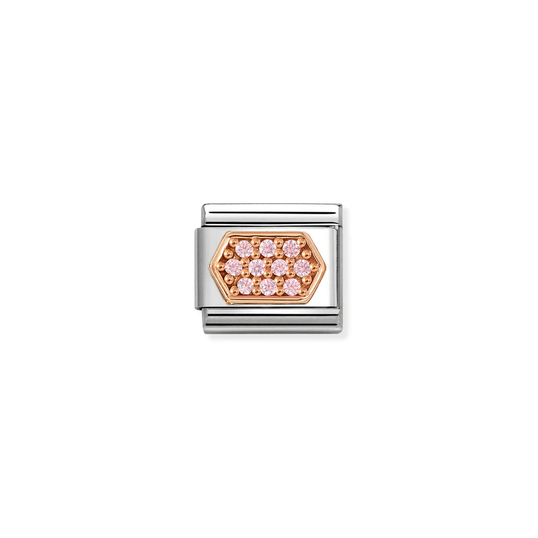 Nomination Classic Link 430312/04 Pink CZ Hexagon in 9k Rose Gold