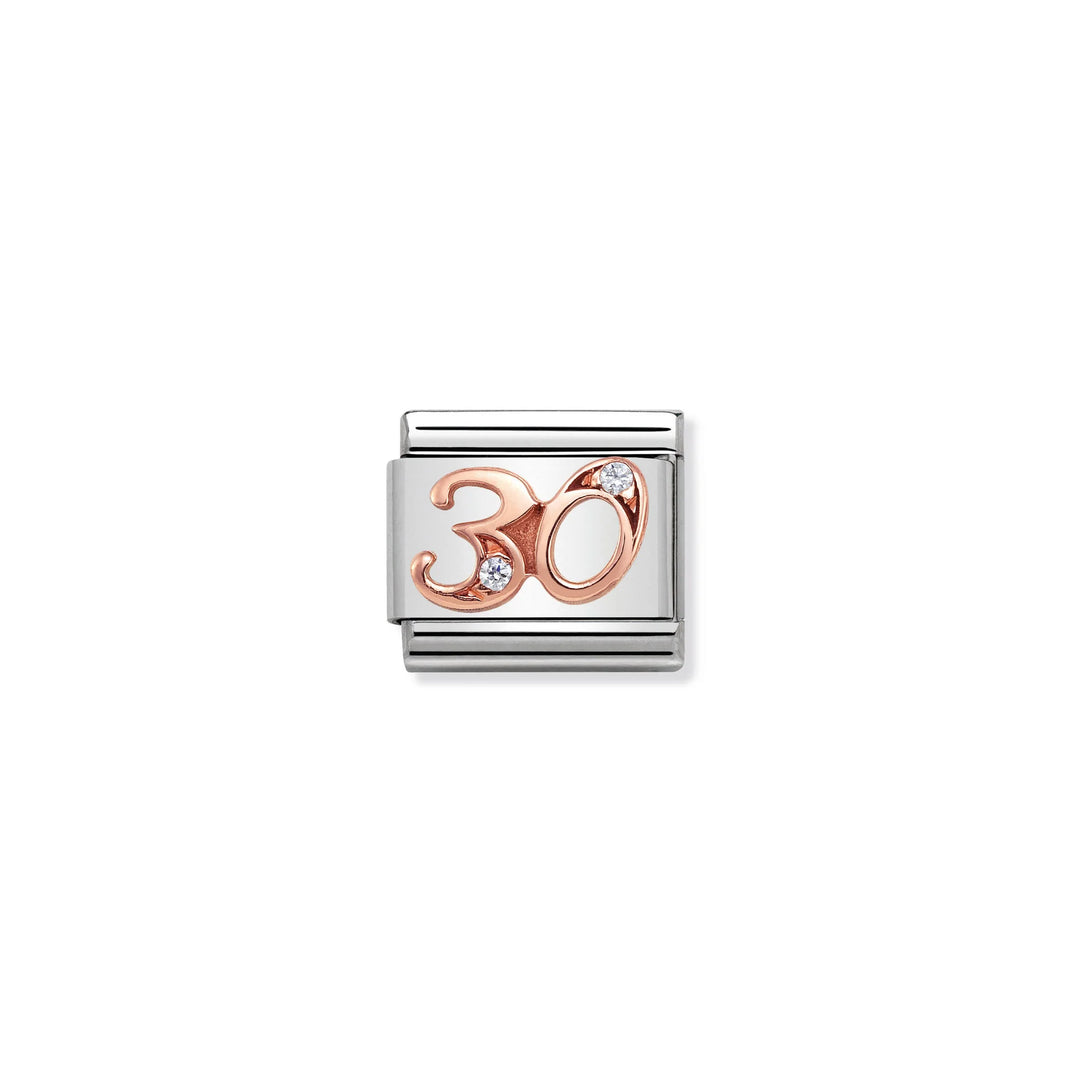 Nomination Classic Link 430315/30 Number 30 in 9k Rose Gold & CZ