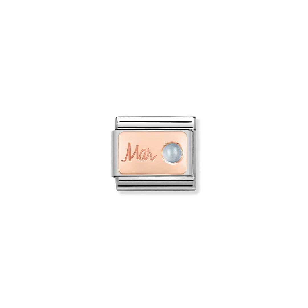 Nomination Classic Link 430508/03 March Aquamarine in 9k Rose Gold