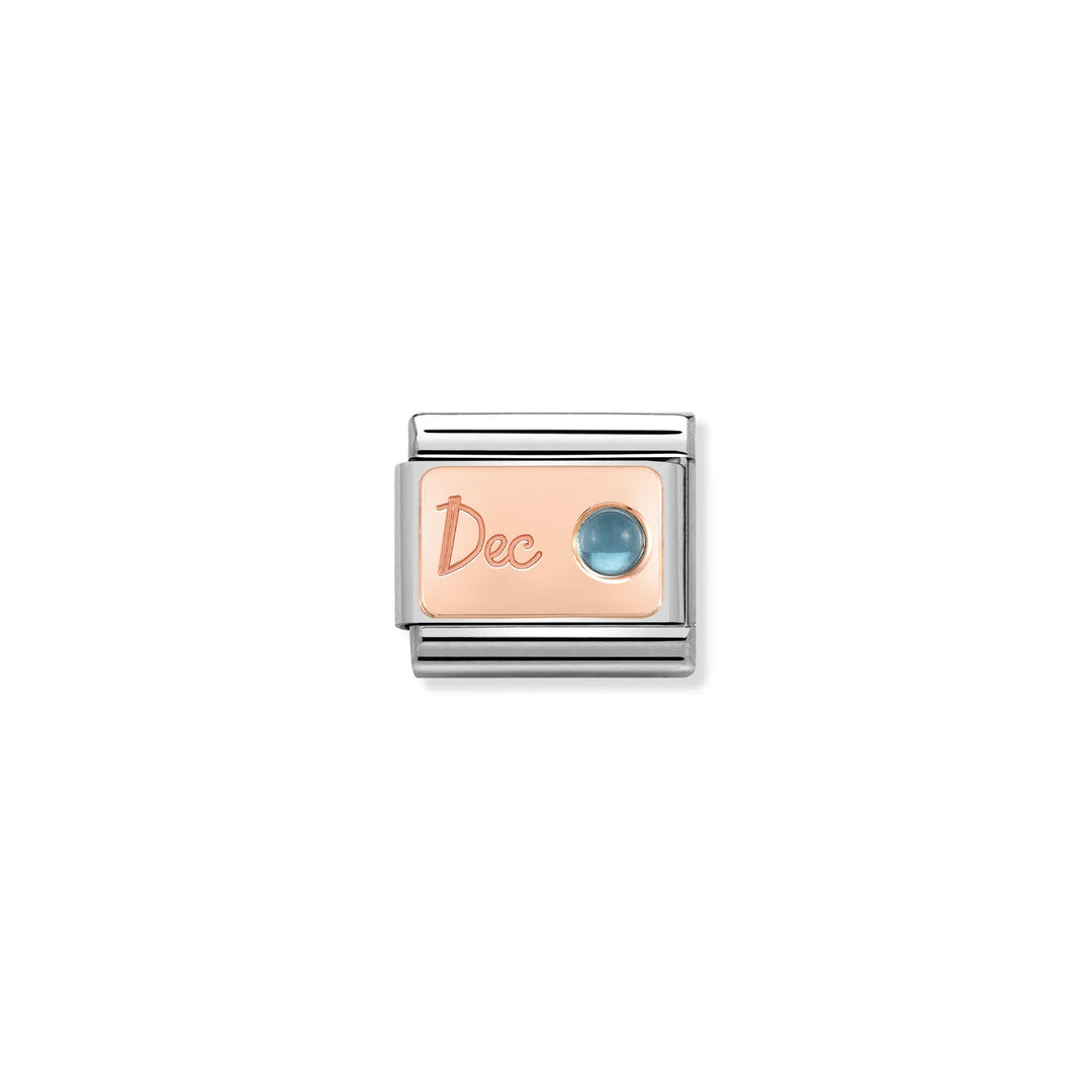 Nomination Classic Link 430508/12 December Light Blue Topaz in 9k Rose Gold