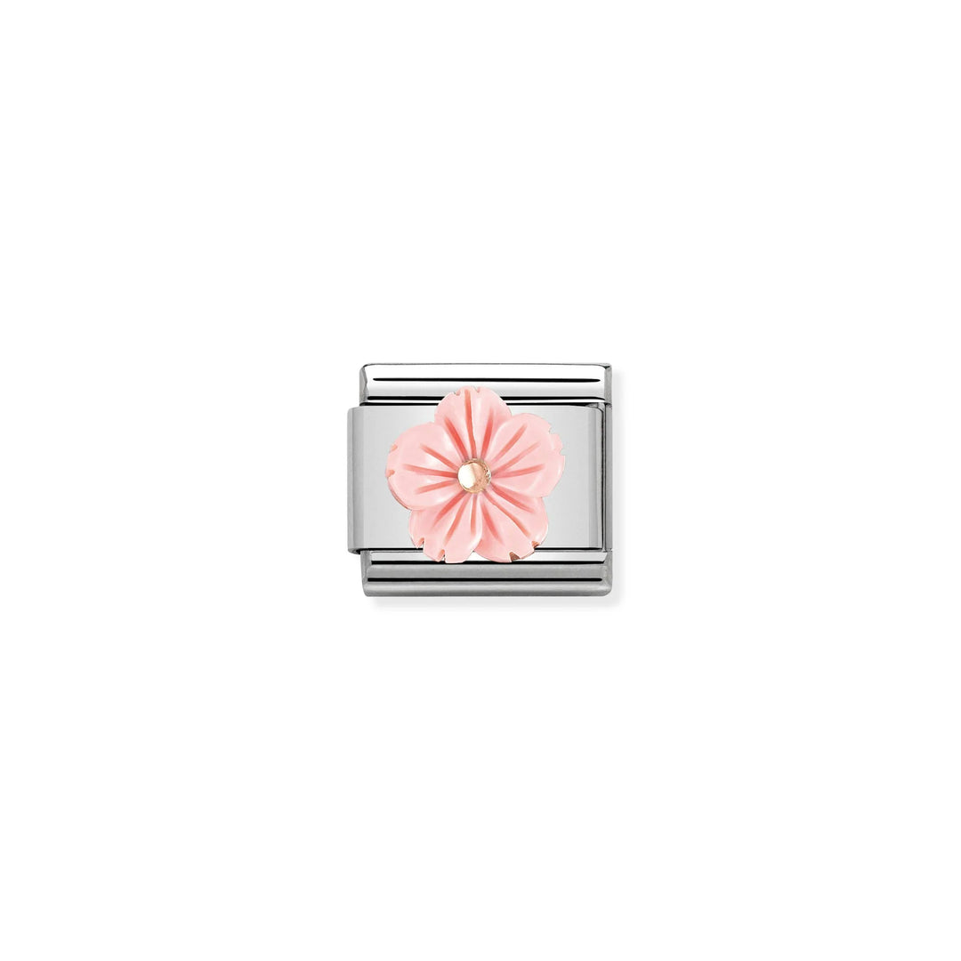 Nomination Classic Link 430510/03 Flower in Rose Coral with 9k Rose Gold