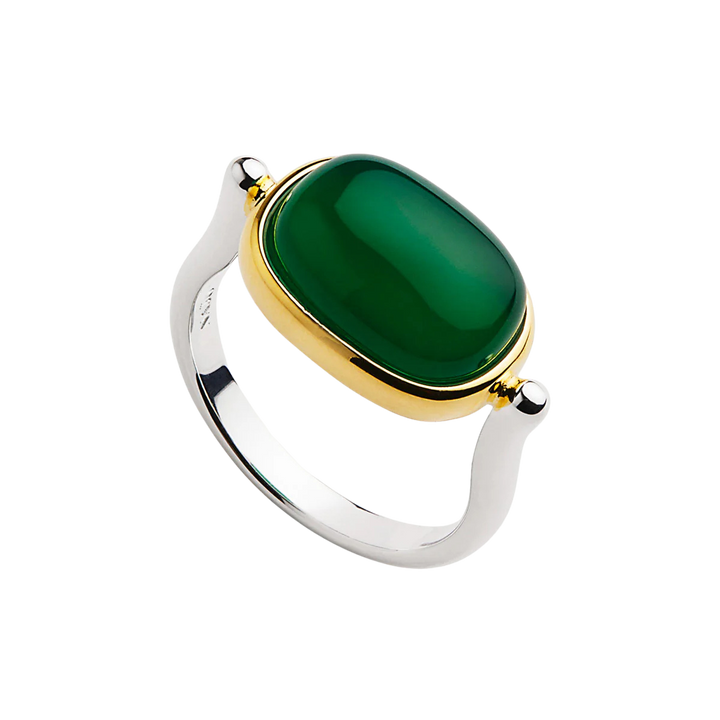 Najo Fleur Gold Plated Green Onyx Ring