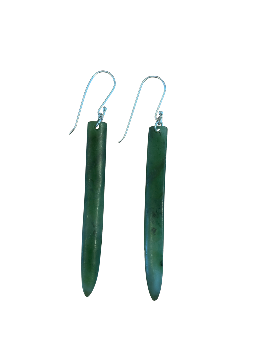 New Zealand Greenstone Long Flat Earrings 70mm
