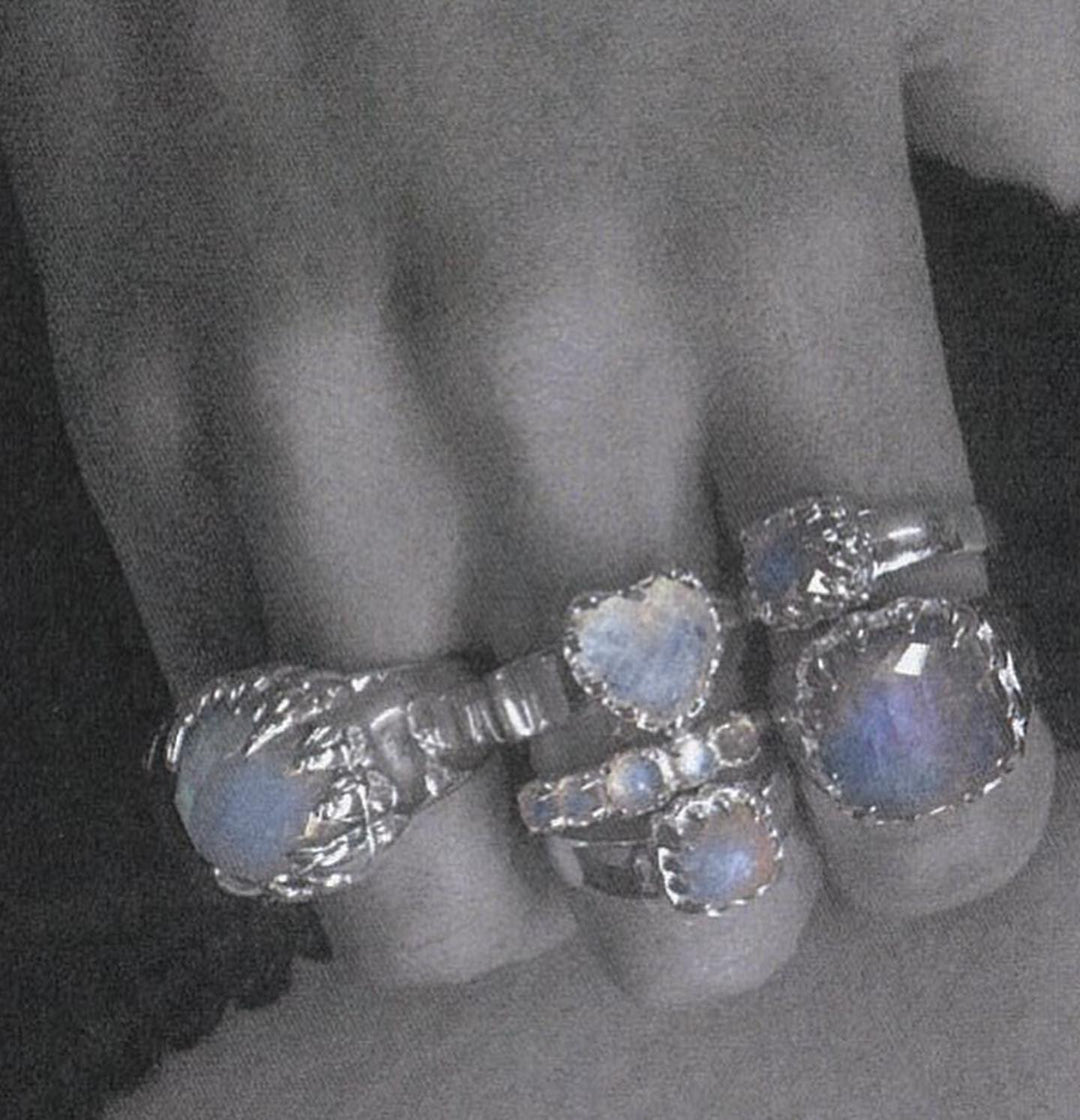 Stolen Silver Love Claw Ring - Moonstone