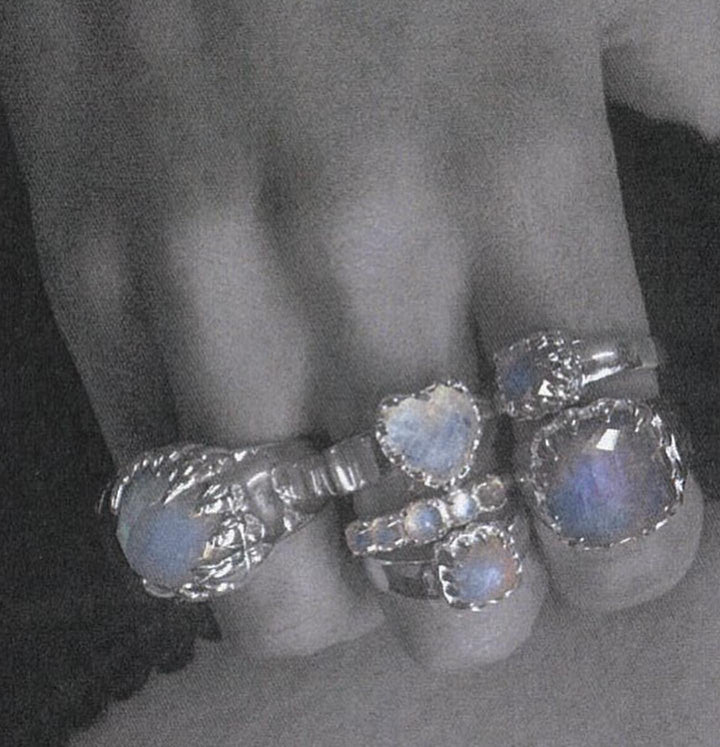 Stolen Silver Love Claw Ring - Moonstone
