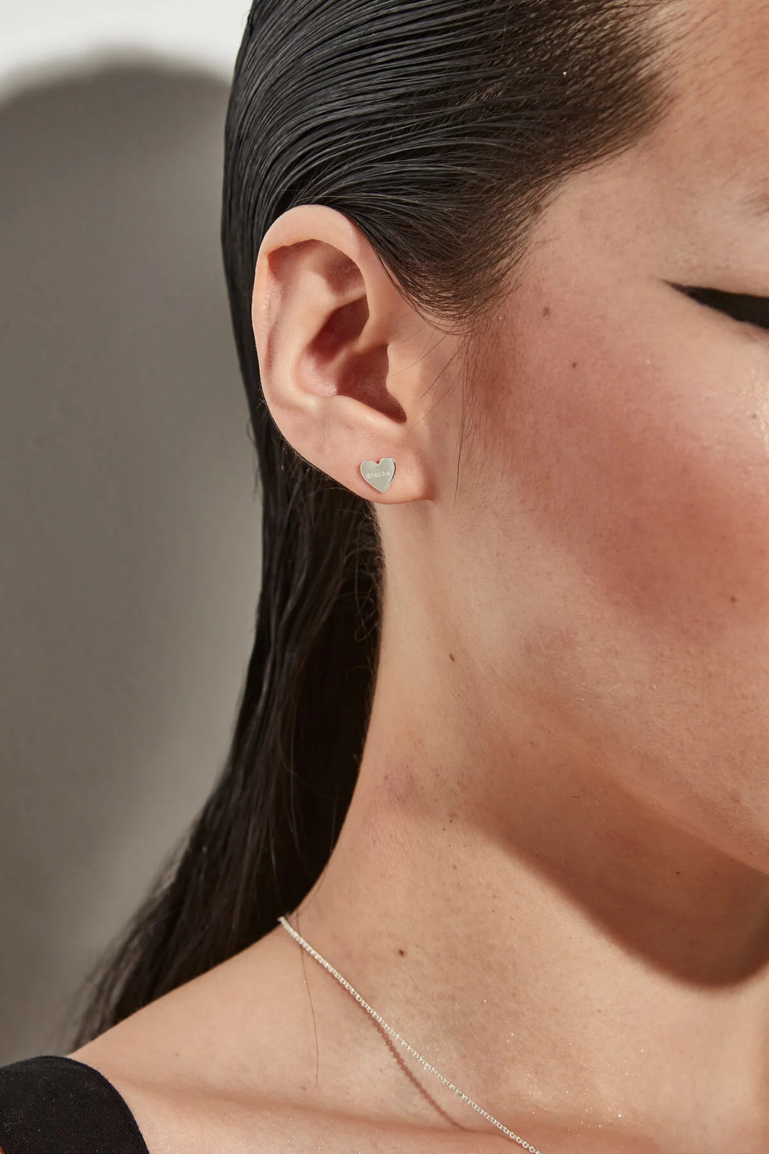 Stolen Silver Heart Studs