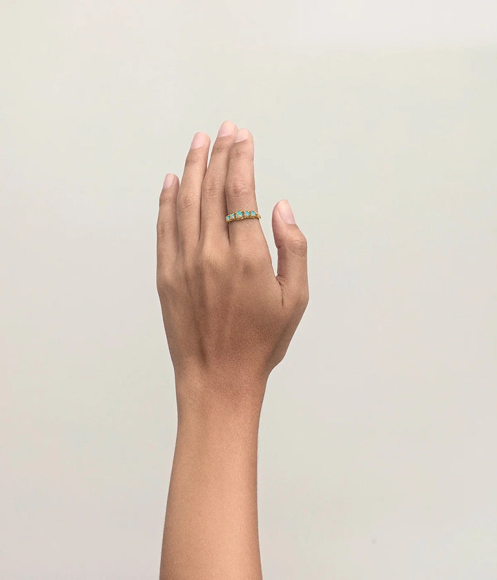 Stolen Gold Plated Halo Cluster Ring - Opal