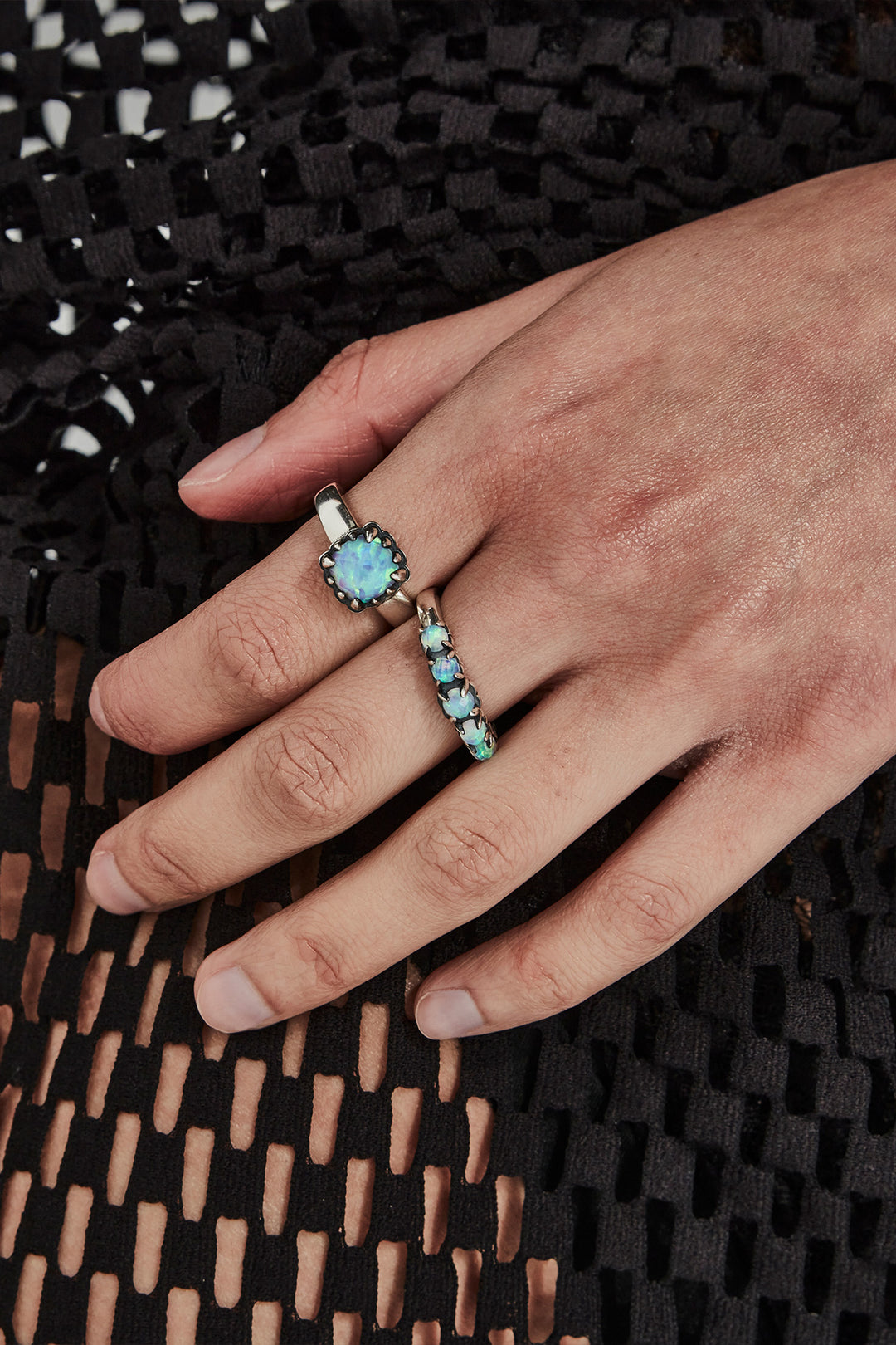 Stolen Silver Baby Claw Ring - Opal