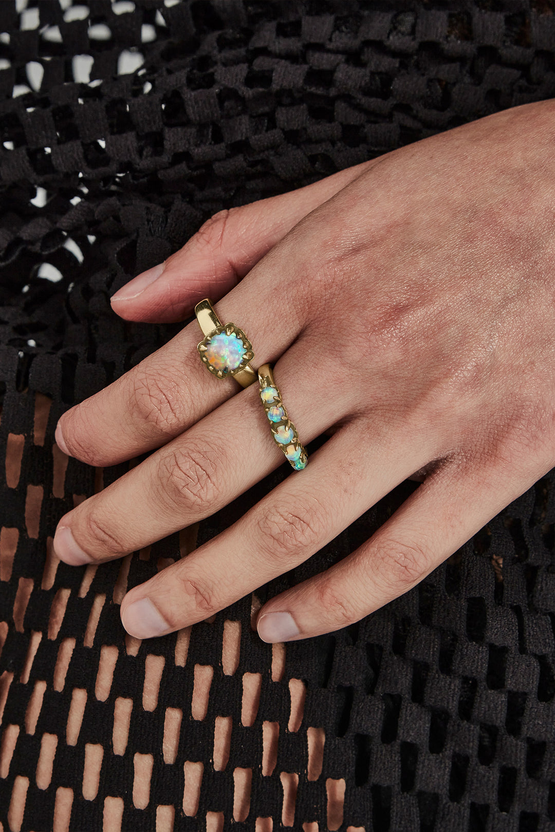 Stolen Gold Plated Baby Claw Ring - Opal