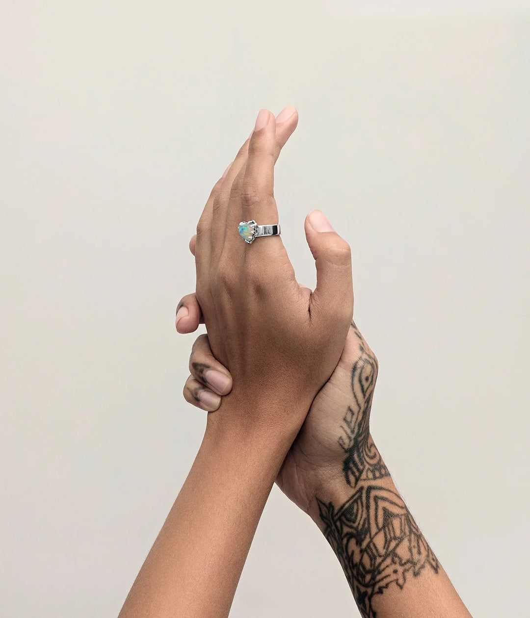 Stolen Silver Love Claw Ring - Opal