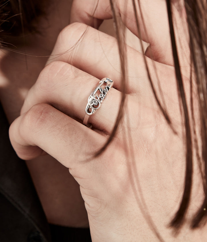Stolen Silver Scripted Pin Ring