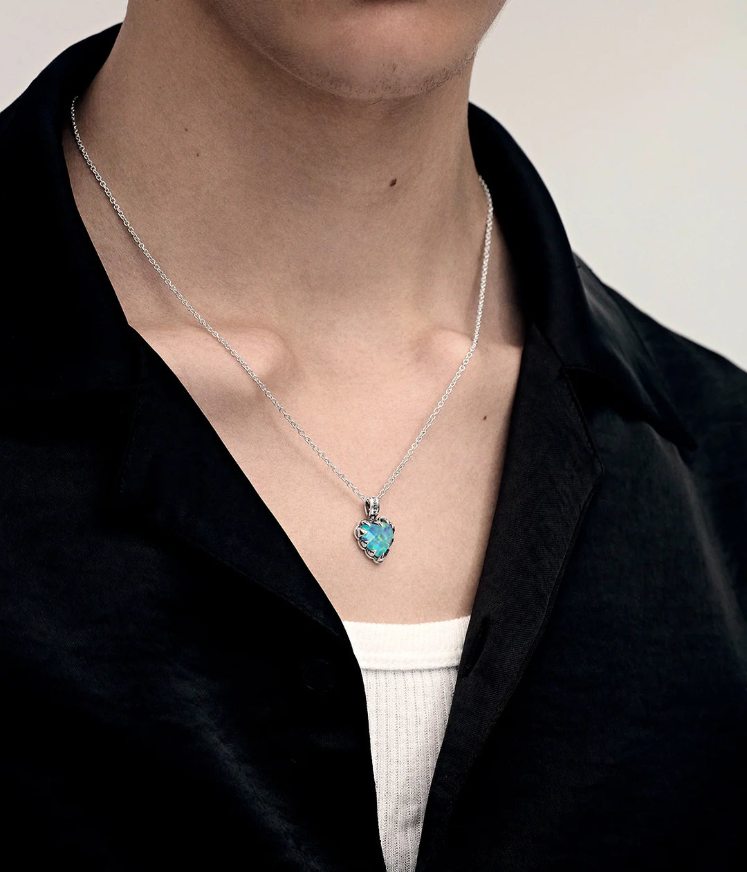 Stolen Silver Love Claw Necklace - Opal