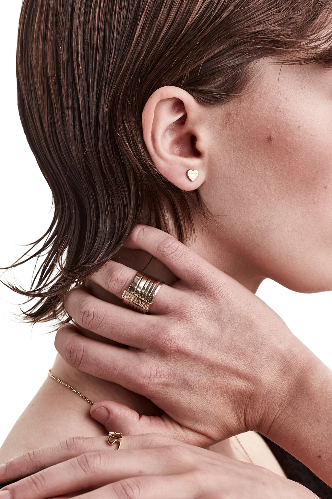 Stolen Gold Plated Tiny Heart Earrings