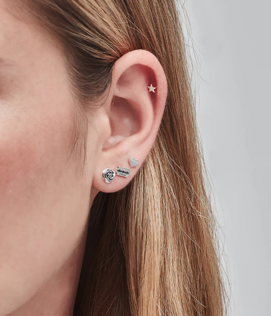 Stolen Rose Bud Flat Back Earring (Single)
