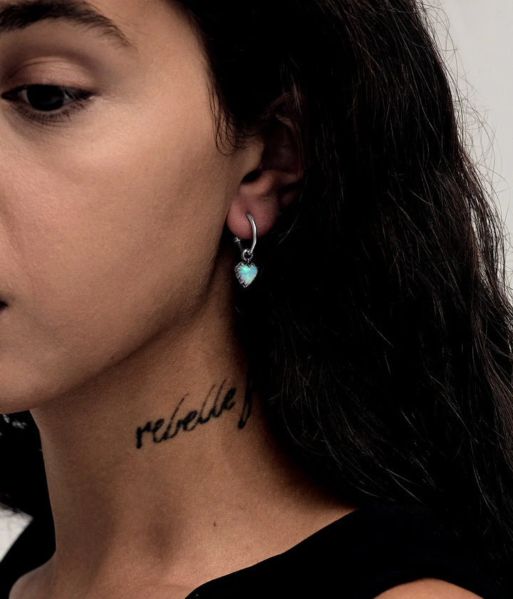 Stolen Silver Love Anchor Earrings - Opal