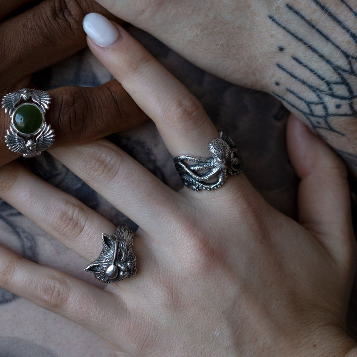 Nick Von K Sterling Silver Pirate Cat Ring