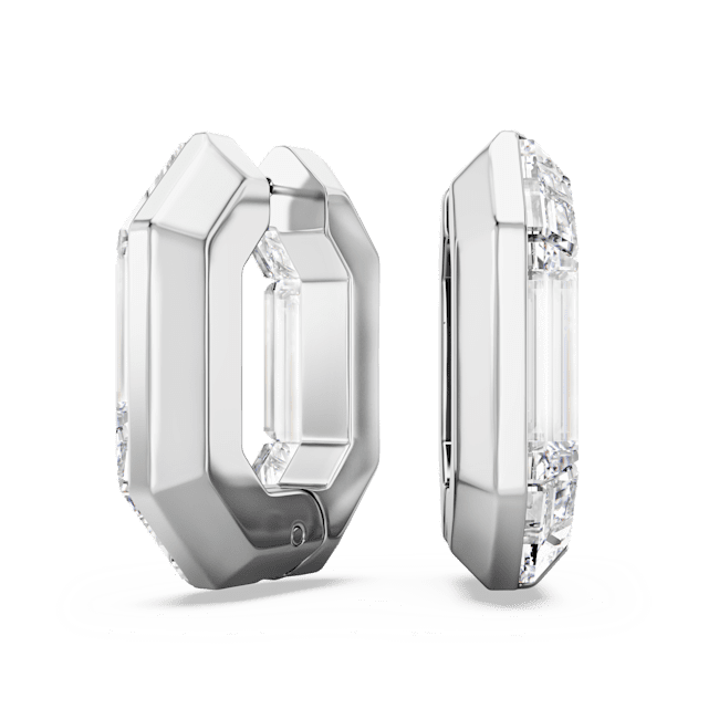 Lucent Hoop Earrings Octagon Shape Small White