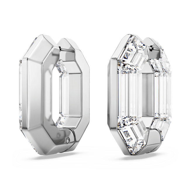 Lucent Hoop Earrings Octagon Shape Small White