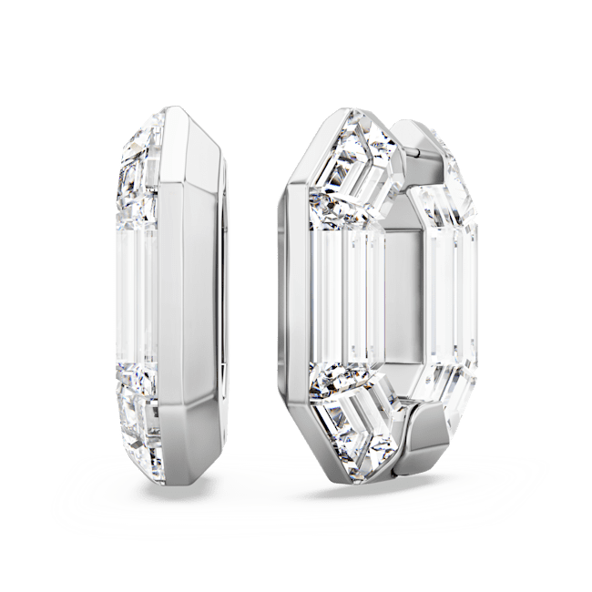 Lucent Hoop Earrings Octagon Shape Small White