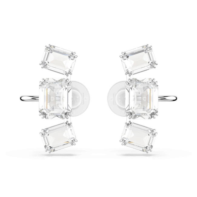 Millenia Clip Earrings Octagon Cut White Rhodium Plated