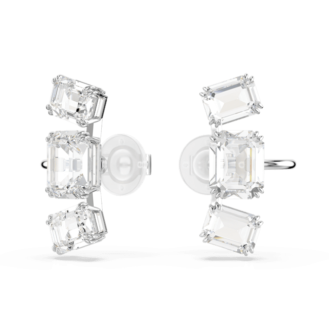 Millenia Clip Earrings Octagon Cut White Rhodium Plated