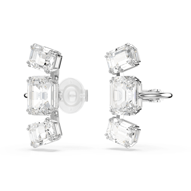Millenia Clip Earrings Octagon Cut White Rhodium Plated