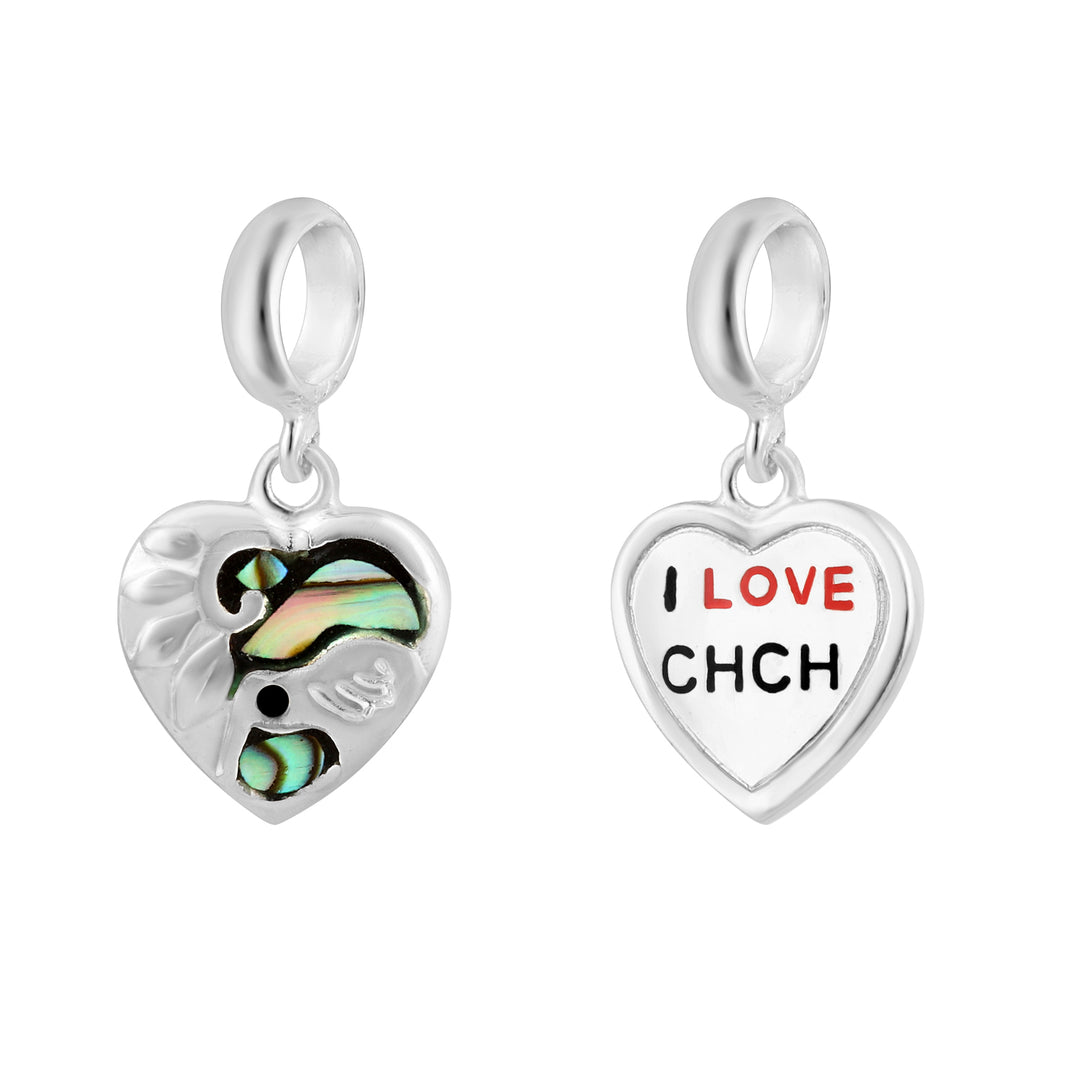 LT Sterling Silver and Paua 'I Love Chch' Charm