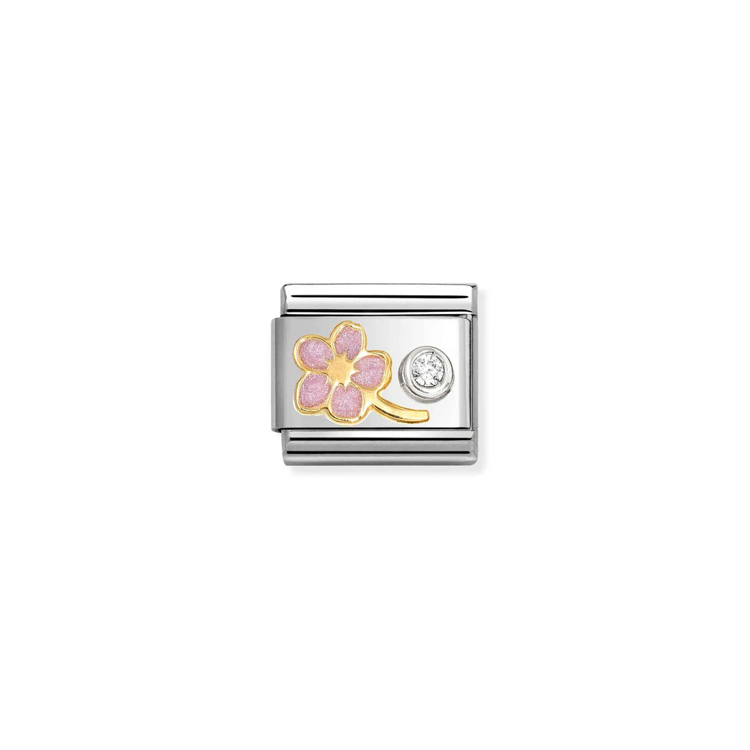Nomination Classic Link 630302/08 Pink Forget Me Not in 18k Gold, Silver, Enamel