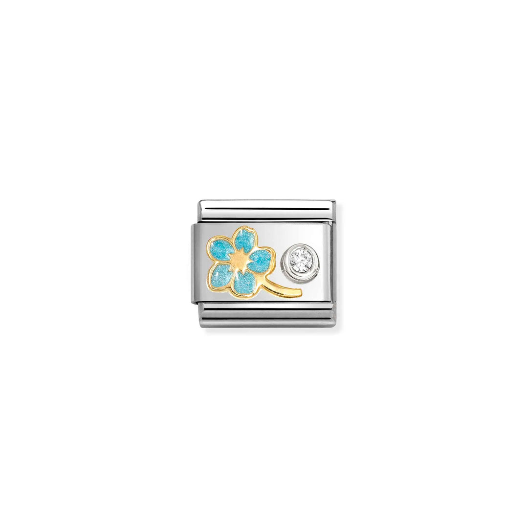 Nomination Classic Link 630302/09 Blue Forget Me Not in 18k Gold, Silver, Enamel