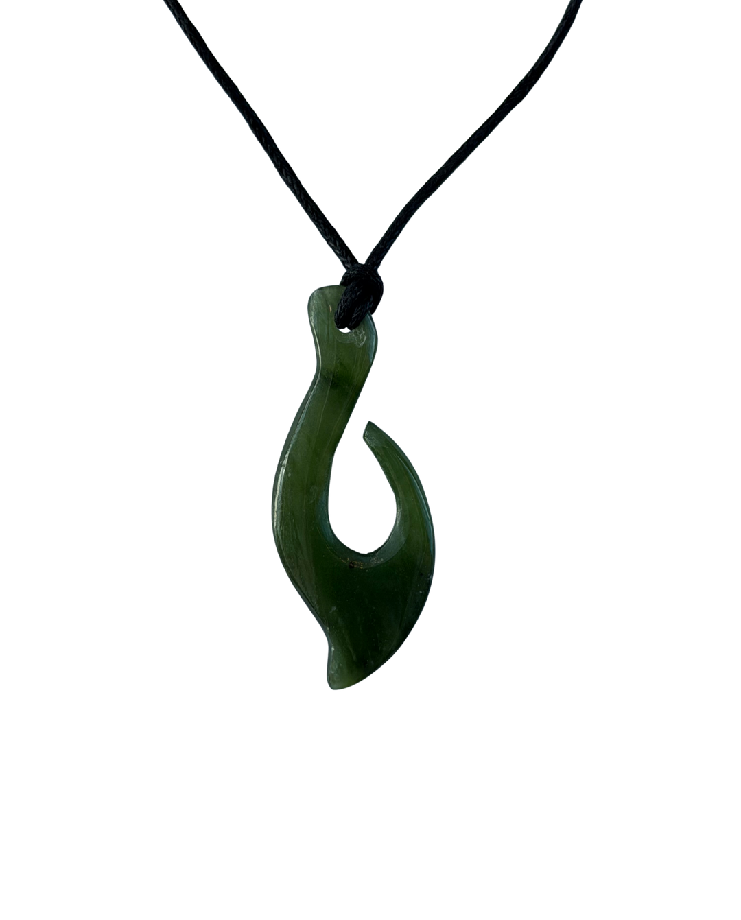Jade Pendant - Thin Hei Matau / Fish Hook 40mm