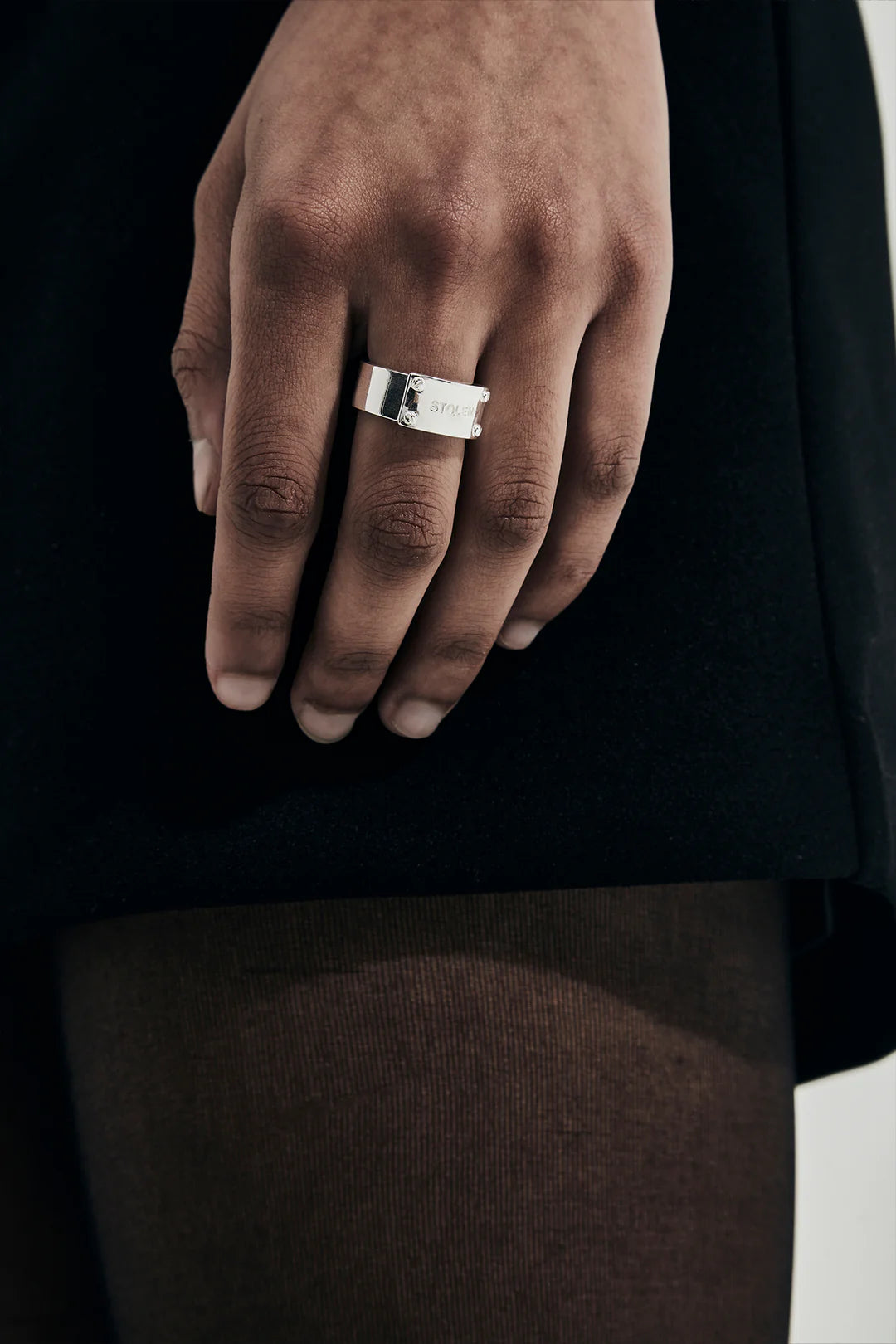 Stolen Silver Bold Band Ring Wide