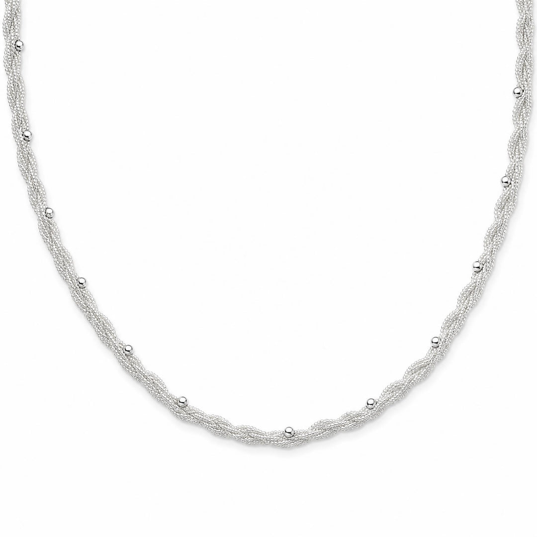 LT Sterling Silver Braided Italian Satellite Chain Necklace