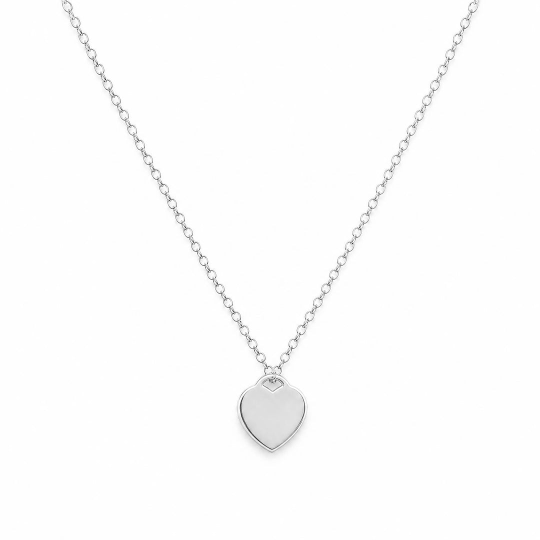 LT Sterling Silver Flat Heart Cable Link Necklace