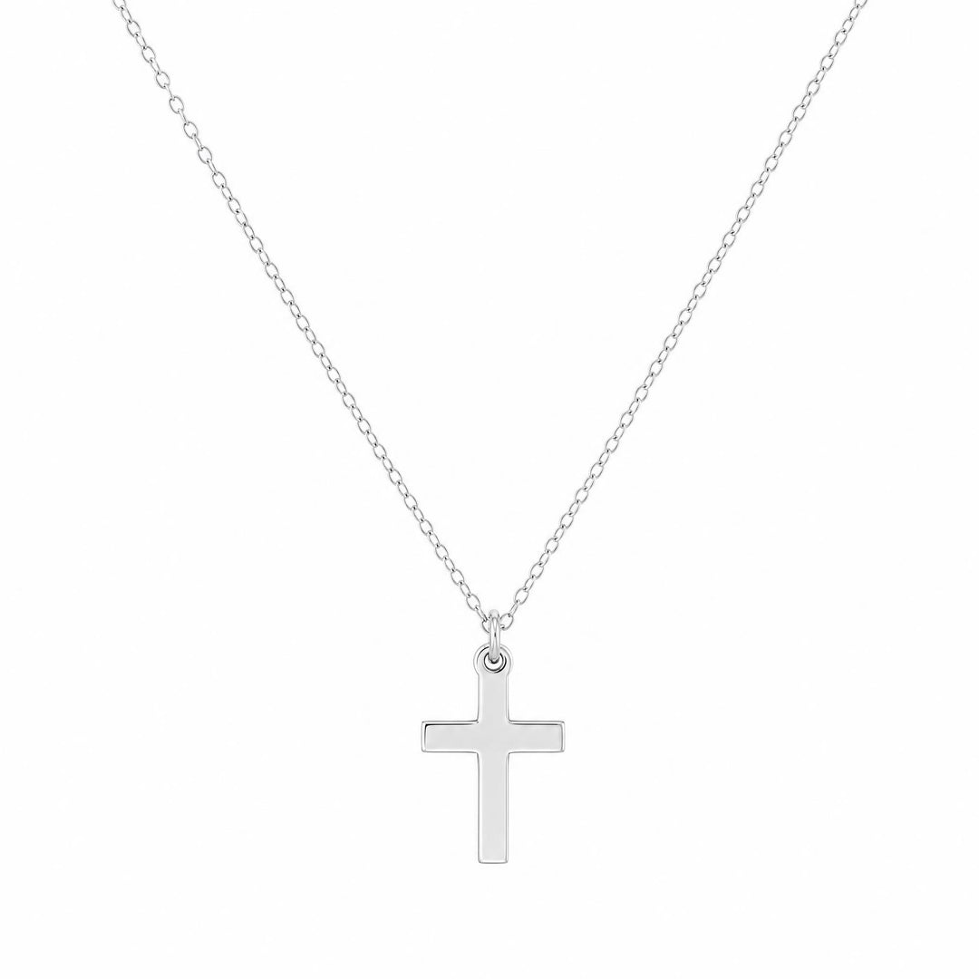 LT Sterling Silver Plain Cross Necklace