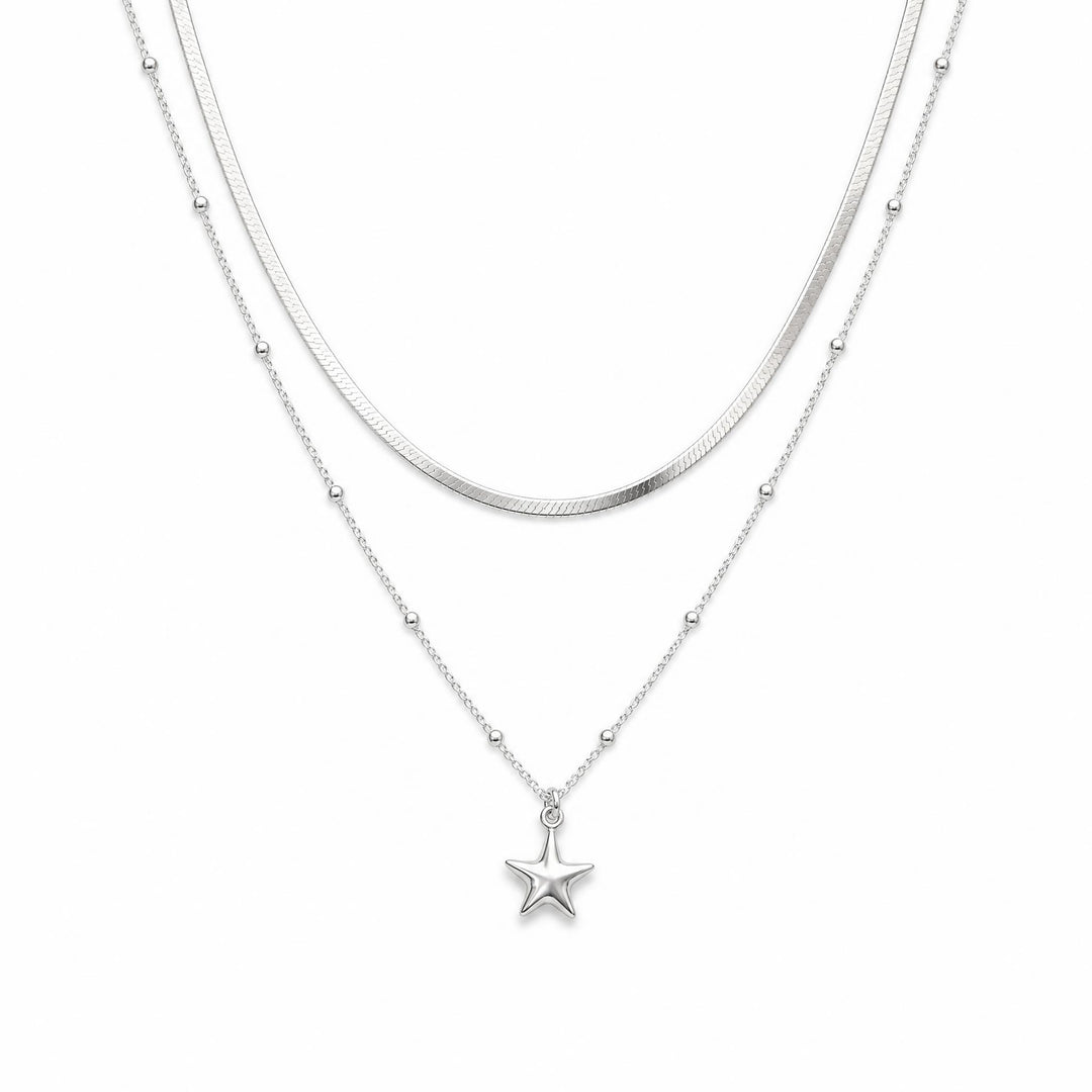 LT Sterling Silver Cosmic Duo Layered Necklace