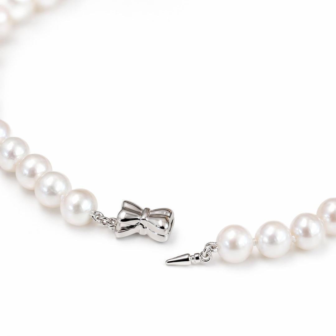 LT Sterling Silver Heirloom Bow Freshwater Pearl Strand Necklace