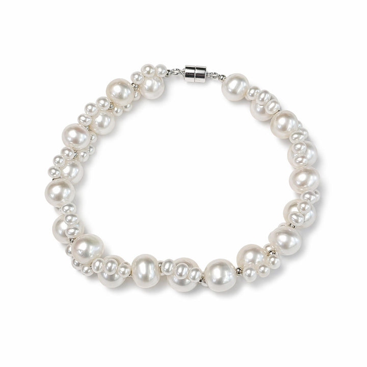 LT Sterling Silver Seafoam Woven Freshwater Pearl Bracelet