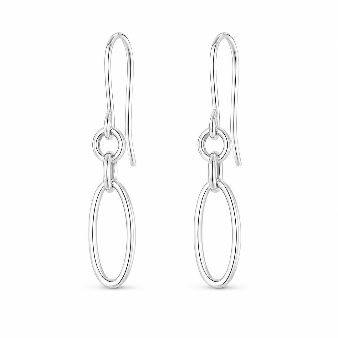 LT Sterling Silver Oval Drop Earrings