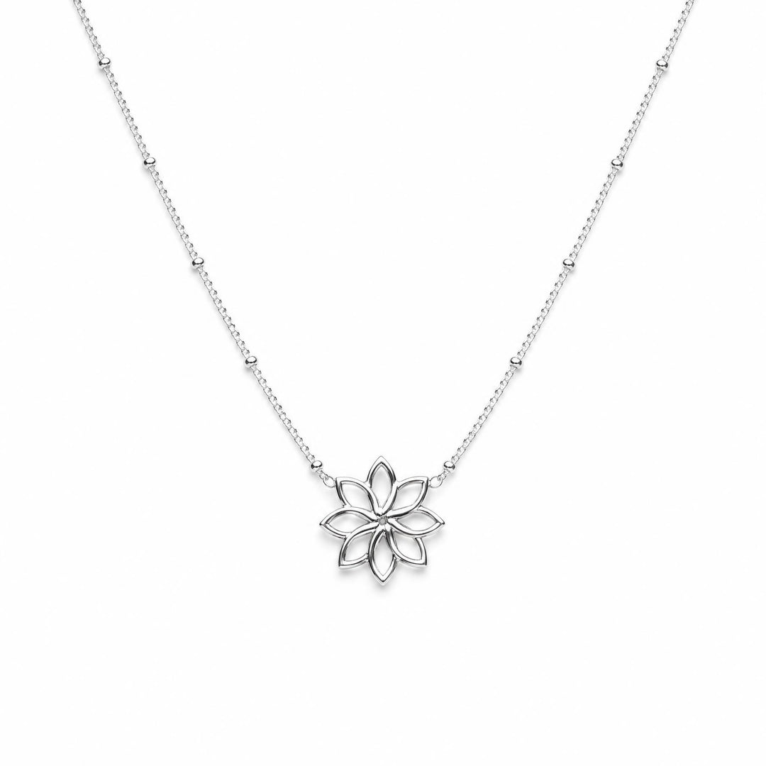LT Sterling Silver Clemantis Flower Necklace