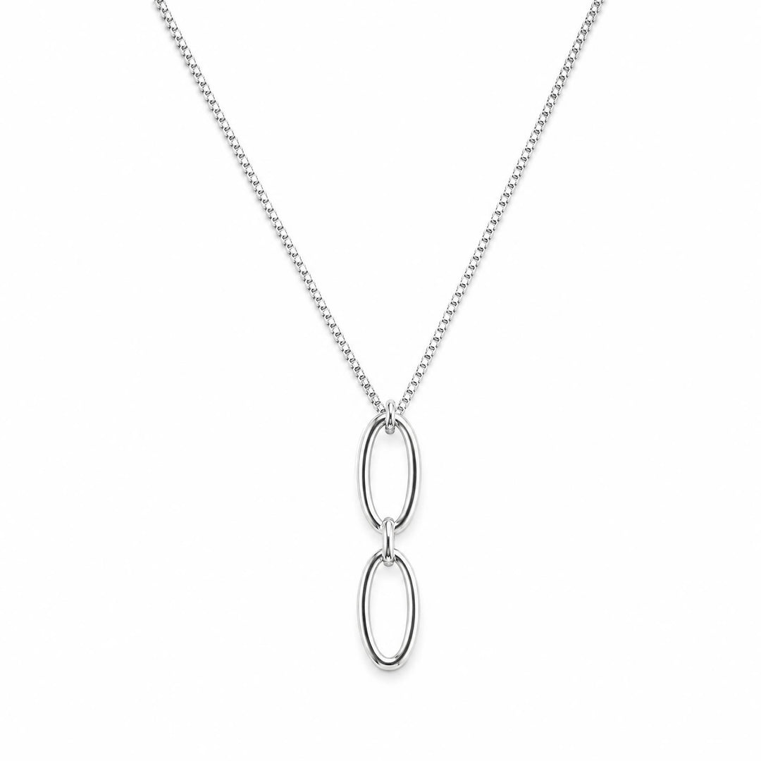 LT Sterling Silver Oval Links Drop Necklace