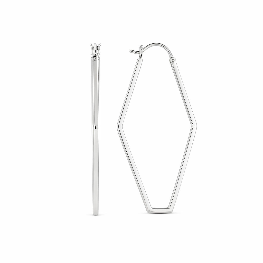 LT Sterling Silver Large Hex Hoops