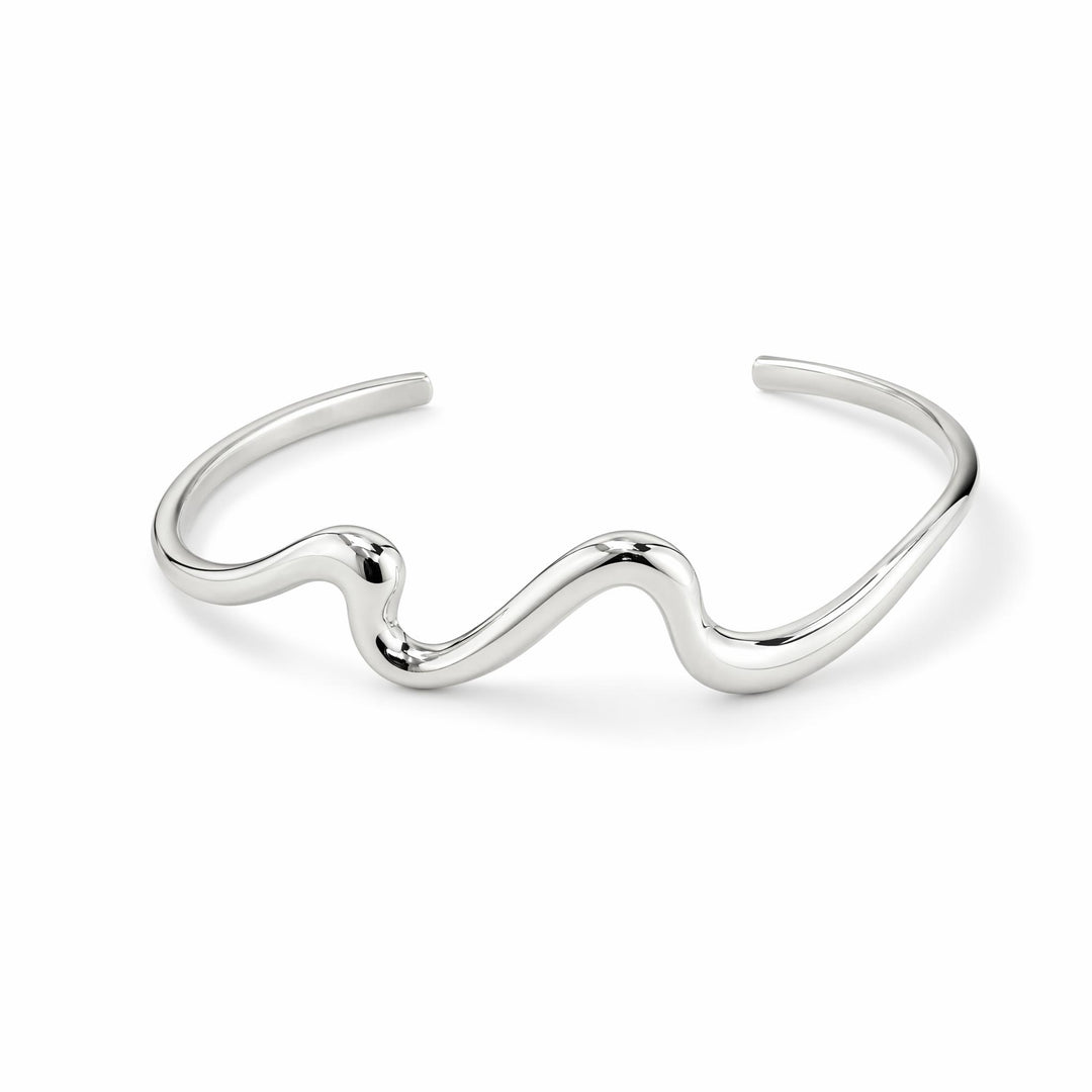 LT Sterling Silver Wave Cuff Bangle