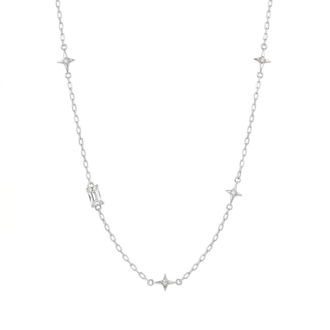 LT Sterling Silver Assymetrical Scattered Starline Necklace