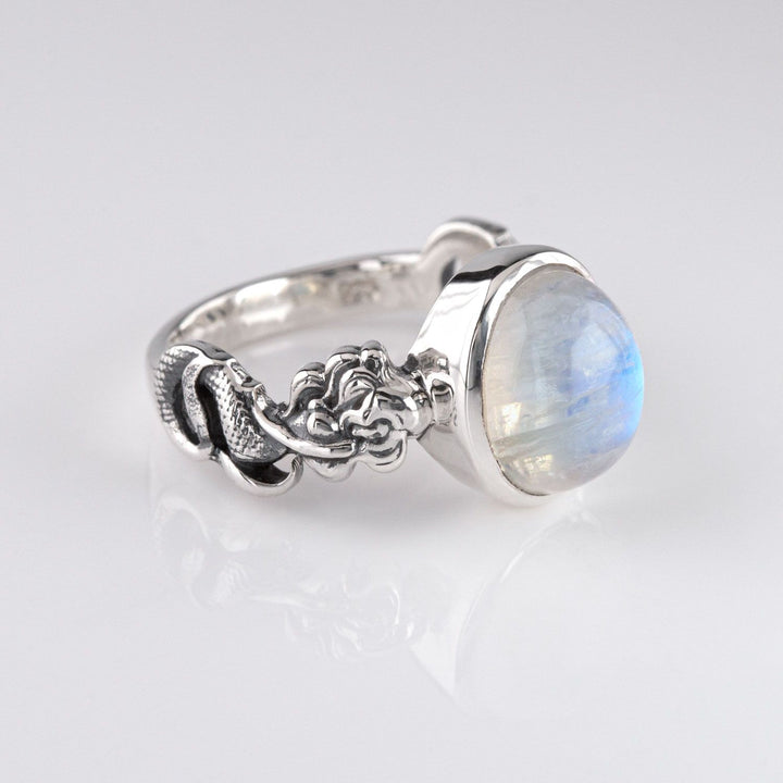 Nick Von K Sterling Silver with Rainbow Moonstone Mermaid Ring