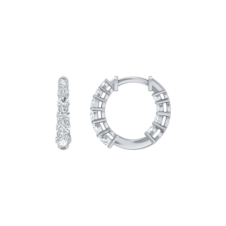 Louis Thompson Springs Hoop Earrings 9k White Gold with 0.99ct Lab Diamond