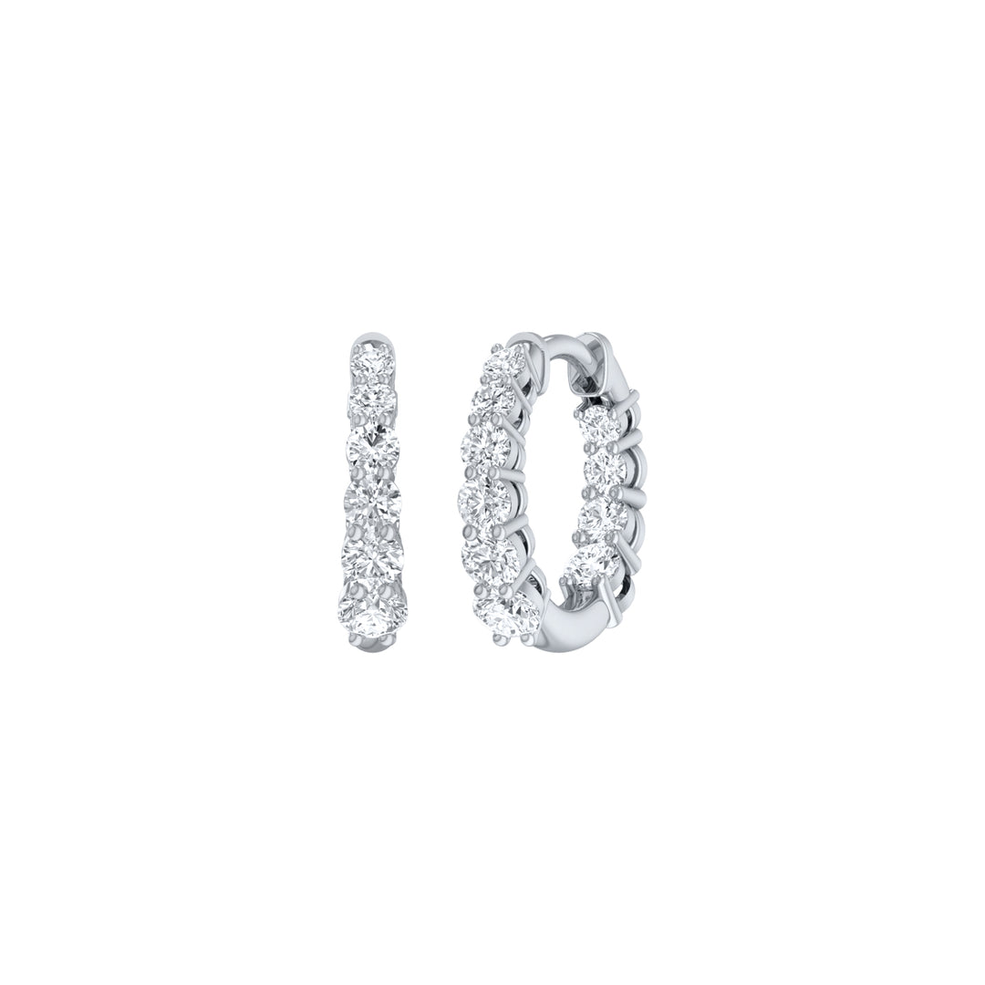 Louis Thompson Springs Hoop Earrings 9k White Gold with 0.99ct Lab Diamond