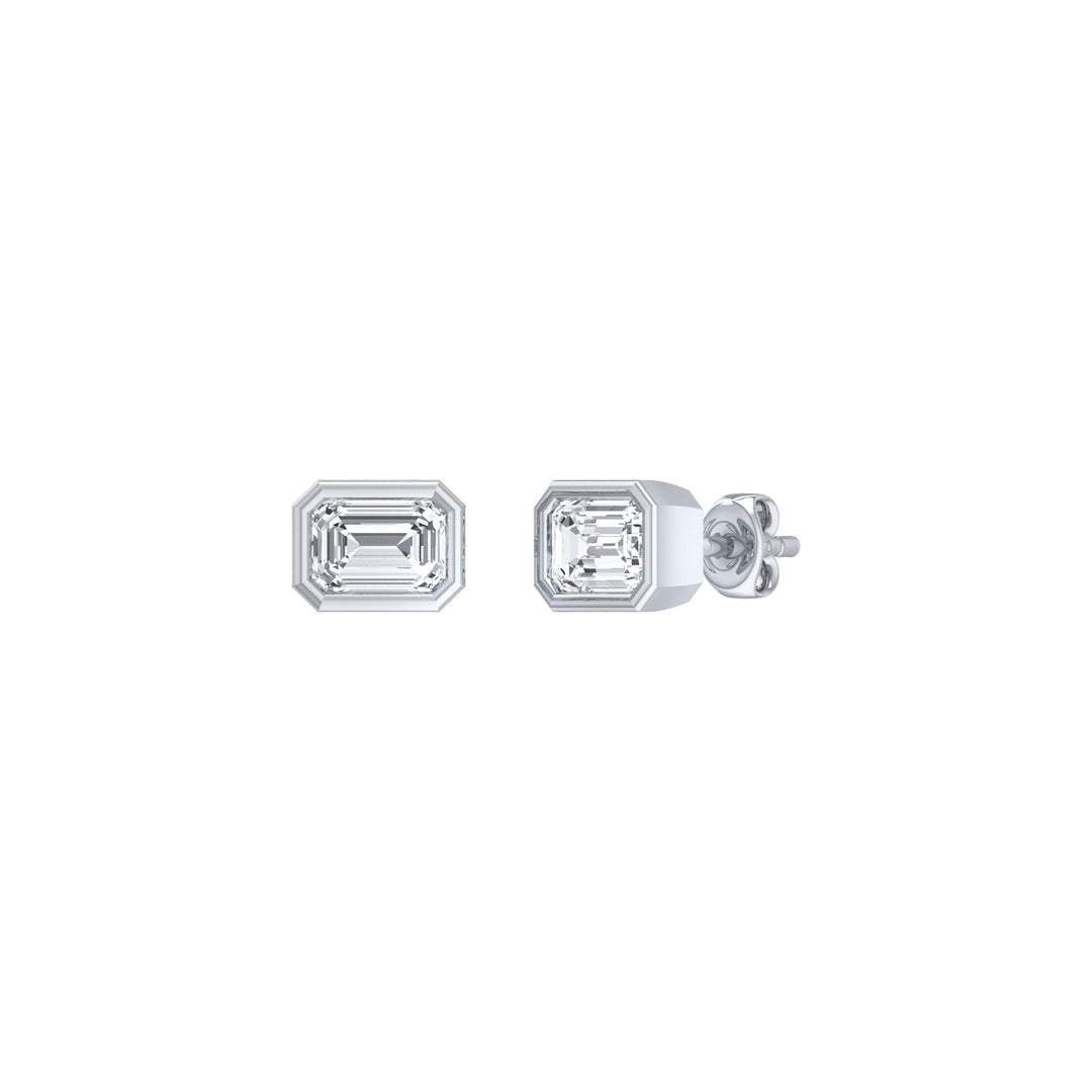 Louis Thompson Secunda Earrings 9k White Gold with 1.00ct Lab Diamond
