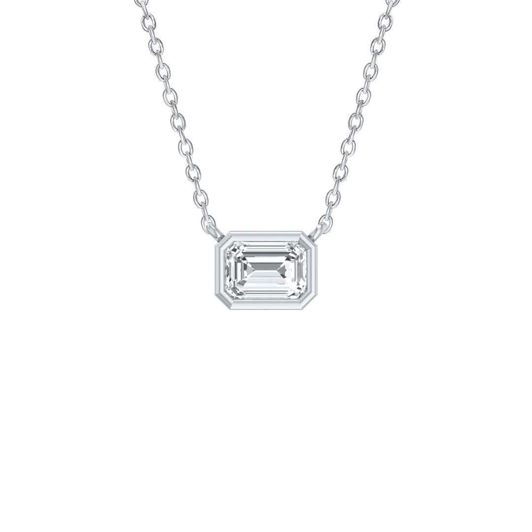 Louis Thompson Secunda Necklace 9k White Gold with 1.00ct Lab Diamond