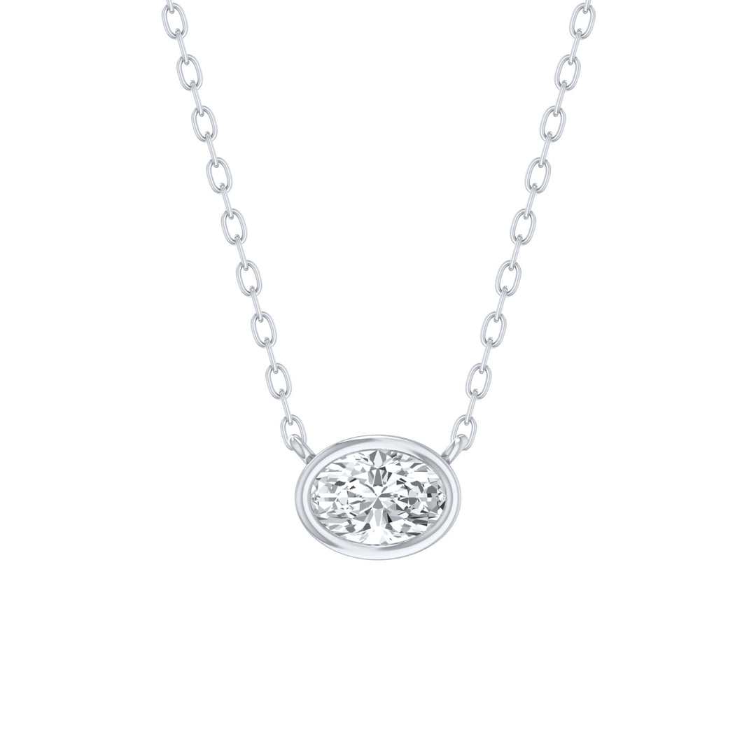 Louis Thompson Parys Necklace 9k White Gold with 1.00ct Lab Diamond